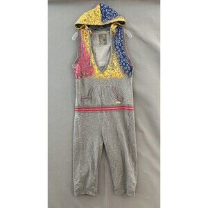 Ecko Red Hooded Sweatshirt Crop Jumpsuit with Colorful Cheetah Print Womens sz L